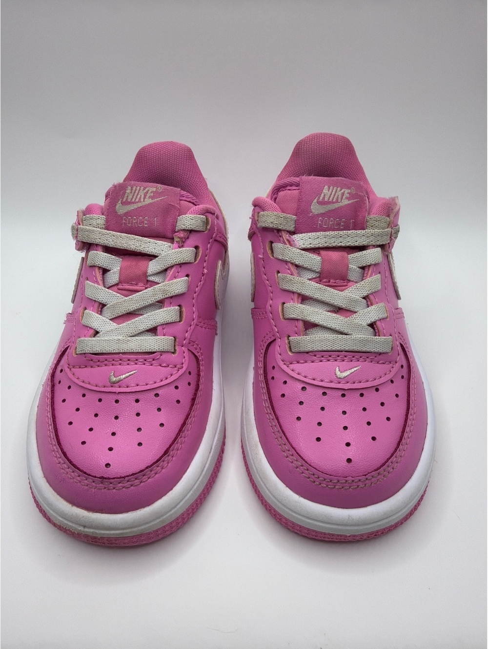 Nike Force 1 Pink and White Kids Sneakers Size 8C